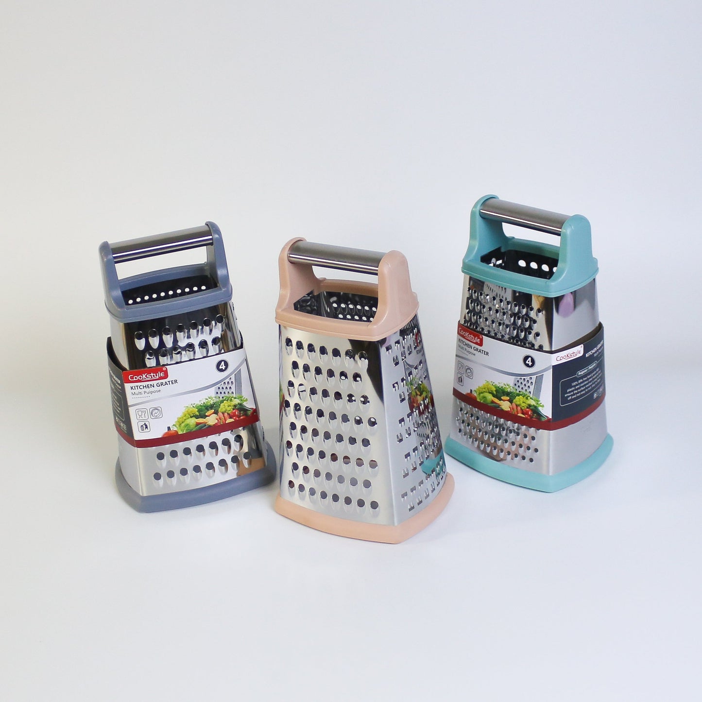 4-Sided Stainless Steel Kitchen Grater with Multi-Function Blades