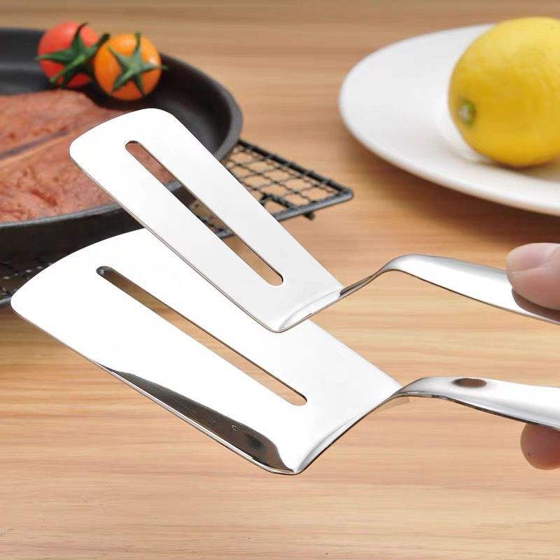 Stainless Steel Tongs with Wide Spatula Grip | Grill, Steak & Frying Kitchen Tongs