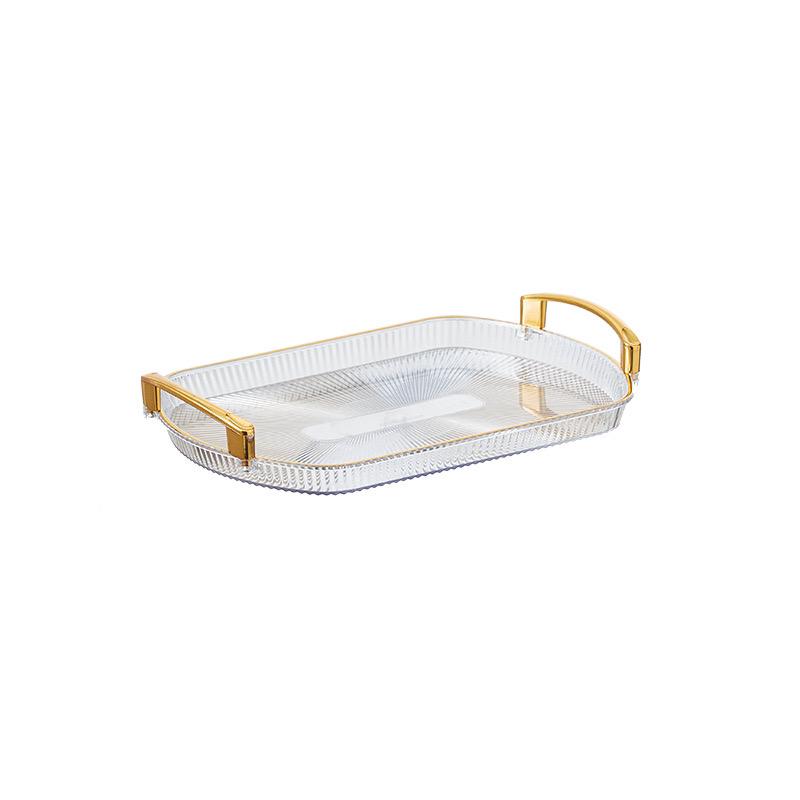 Elegant Plastic Serving Trays Set of 3 with Gold Handles