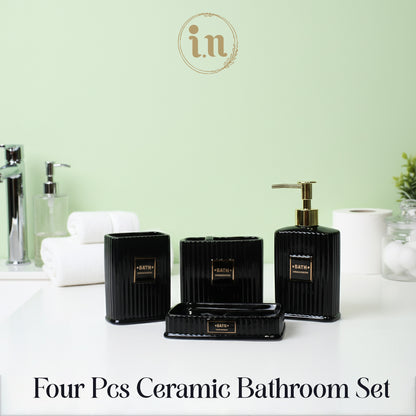 Textured 4-Piece Porcelain Bathroom Set