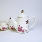 Floral Delight: 9-Piece Porcelain Coffee Tea Set with Tray