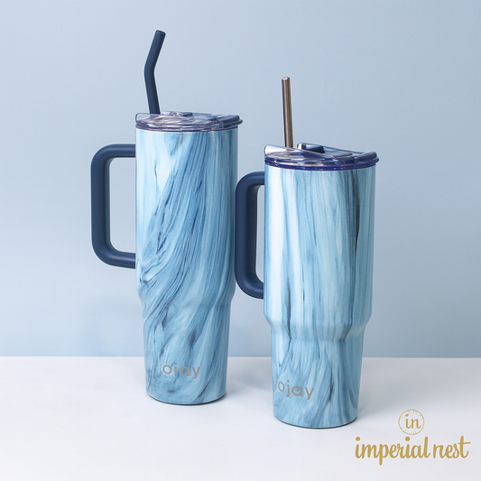 O’jay Arctic Marble Tumbler – 40oz & 50oz | Leak-Proof, Stainless Steel Travel Mug