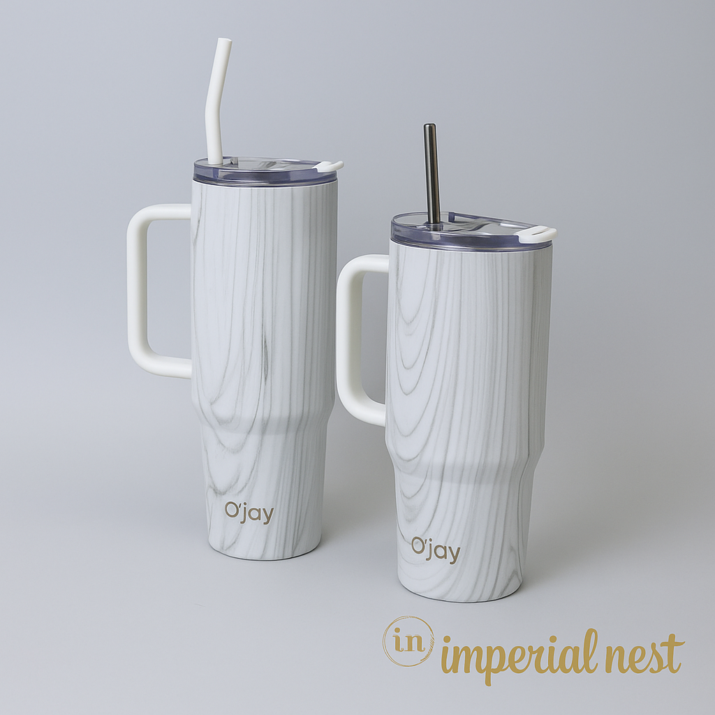 O’jay Whitewood Tumbler – 40oz & 50oz | Insulated Leak-Proof Steel Mug