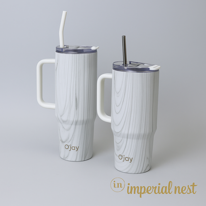 O’jay Whitewood Tumbler – 40oz & 50oz | Insulated Leak-Proof Steel Mug