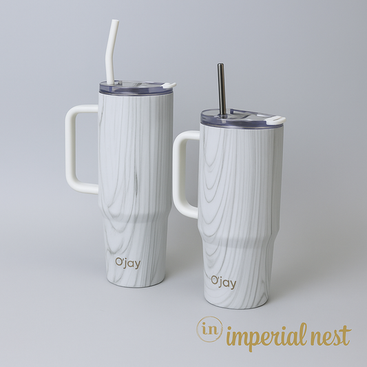O’jay Whitewood Tumbler – 40oz & 50oz | Insulated Leak-Proof Steel Mug