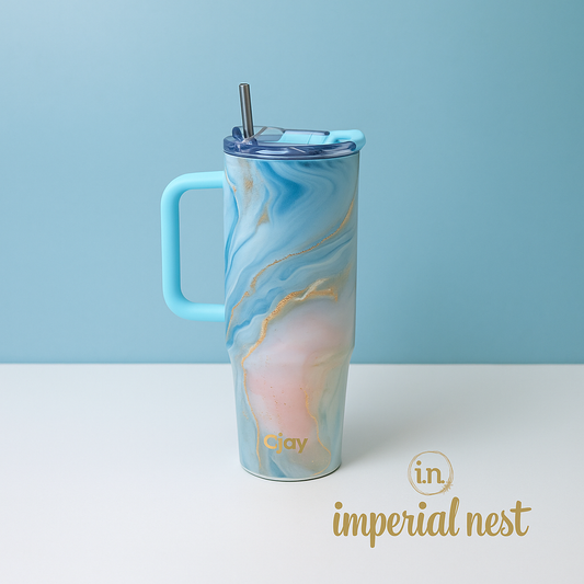 O’jay 50oz Pastel Marble Tumbler | Leak-Proof & Vacuum Insulated