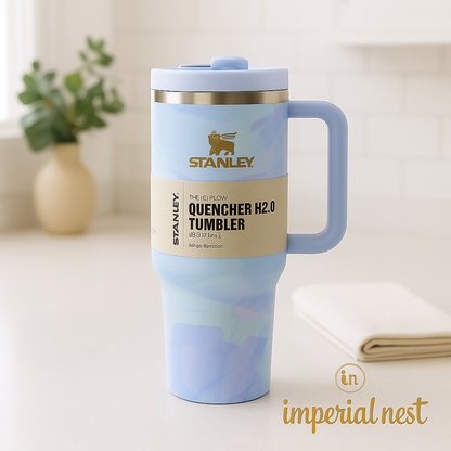 Stanley Quencher H2.0 Tumbler – 40oz Blue Marble | Leakproof, Stylish & Durable