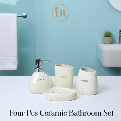Classic Ceramic Bathroom Set – 4 Pcs Premium Look