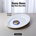 Danny Home Opal Ware 14 inch Rice Dish | Round Shape Marble Rice Dish | Dishwasher Safe | Microwave Safe