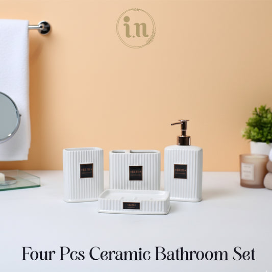 Textured 4-Piece Porcelain Bathroom Set