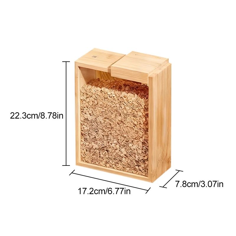 Bamboo Kitchen Storage Containers with Sliding Lid | Dry Food Organizer Jars for Rice, Pasta & Grains
