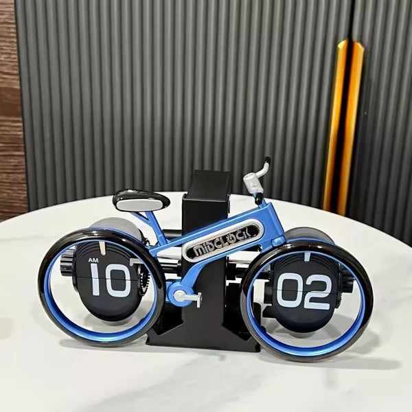 Vintage Motorcycle Flip Clock | Creative Desk & Table Clock with Auto ...