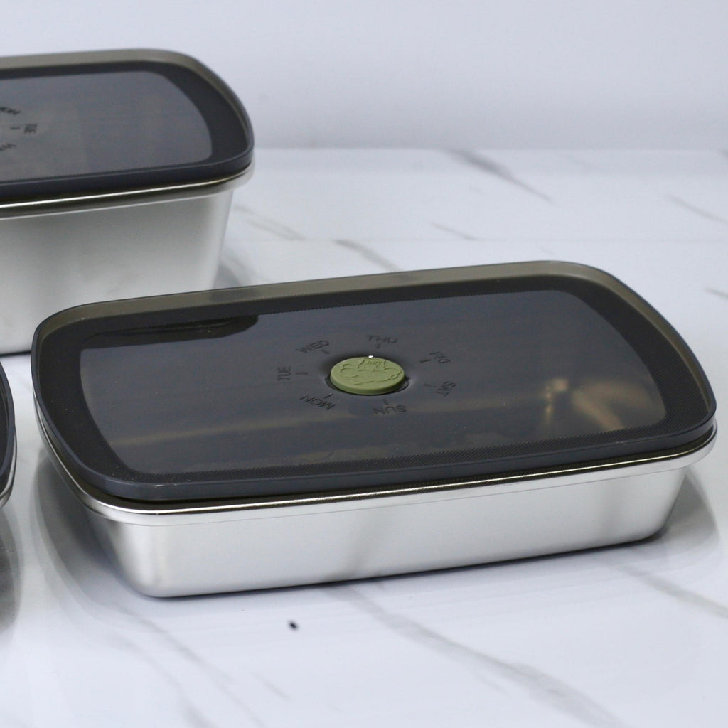 3-Piece Stainless Steel 304 Airtight Storage Boxes (1000ML, 1200ML, 1600ML)