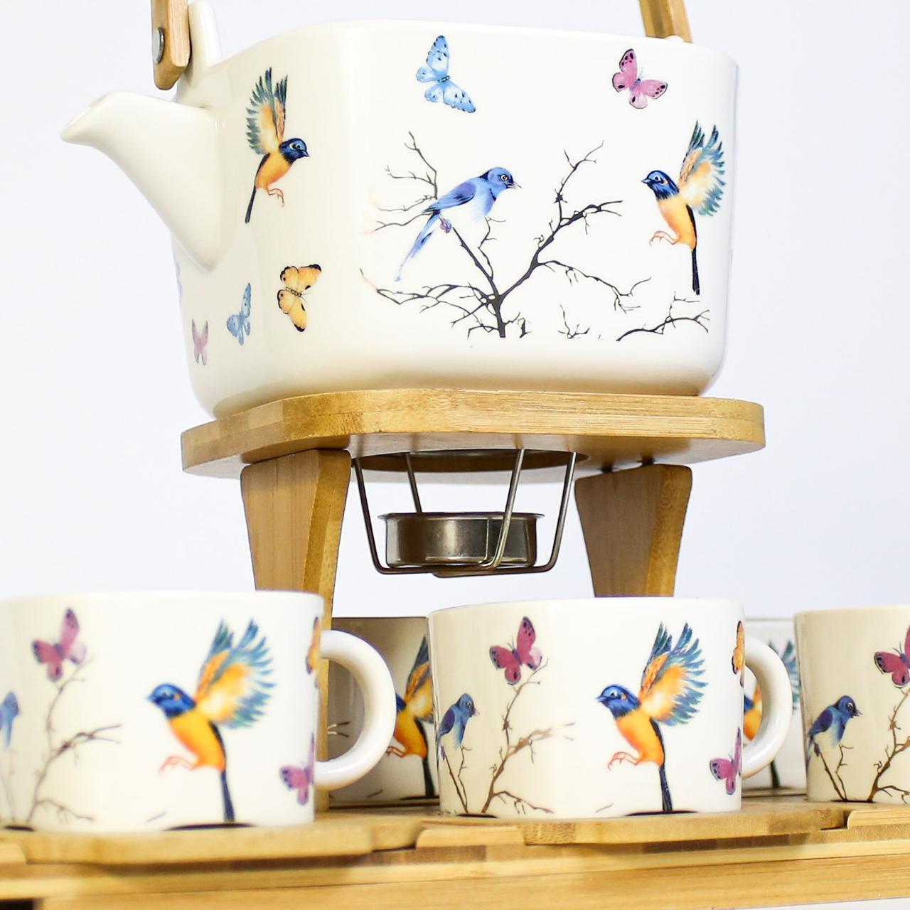 Vintage Bird and Butterfly Porcelain Coffee Set