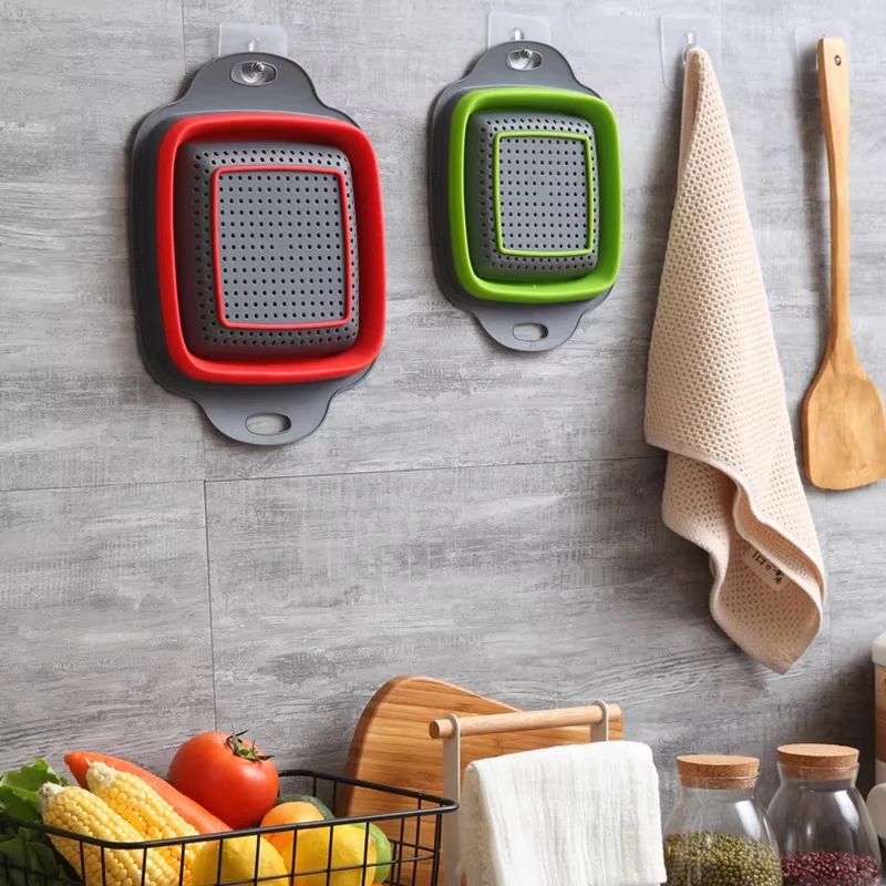 Collapsible Silicone Colander Basket | Foldable Fruit & Vegetable Washing Strainer with Handles