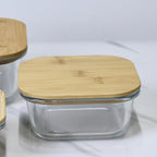 Square Glass Storage Containers with Airtight Bamboo Lids