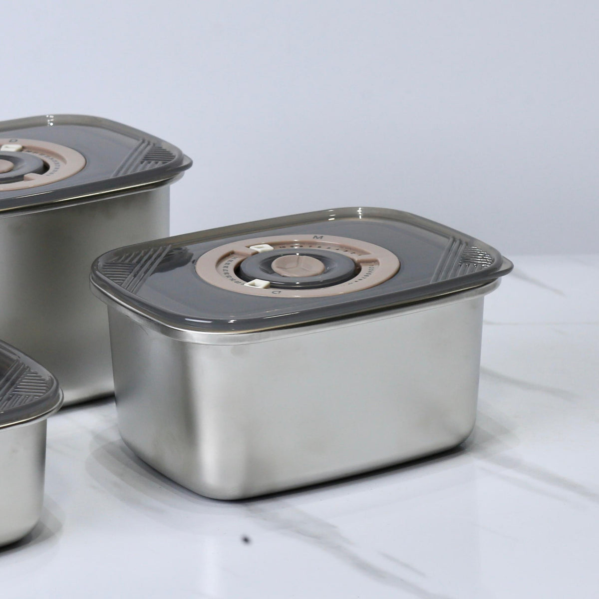Silver Stainless Steel 304 Airtight Storage Containers (750ML, 1000ML, 1250ML)