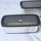 3-Piece Stainless Steel 304 Airtight Storage Boxes (1000ML, 1200ML, 1600ML)