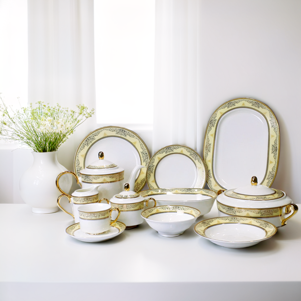 Luxury 61-Piece Bone China Dinner Set - Elegant Tableware for Special Occasions