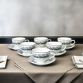 Classic Black and White Cup Saucer Set - 6 Piece