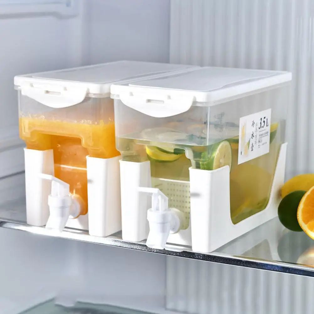 3.5L Beverage Dispenser with Tap | Fridge Water & Juice Storage Container with Stand