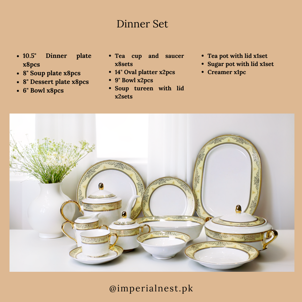 Luxury 61-Piece Bone China Dinner Set - Elegant Tableware for Special Occasions