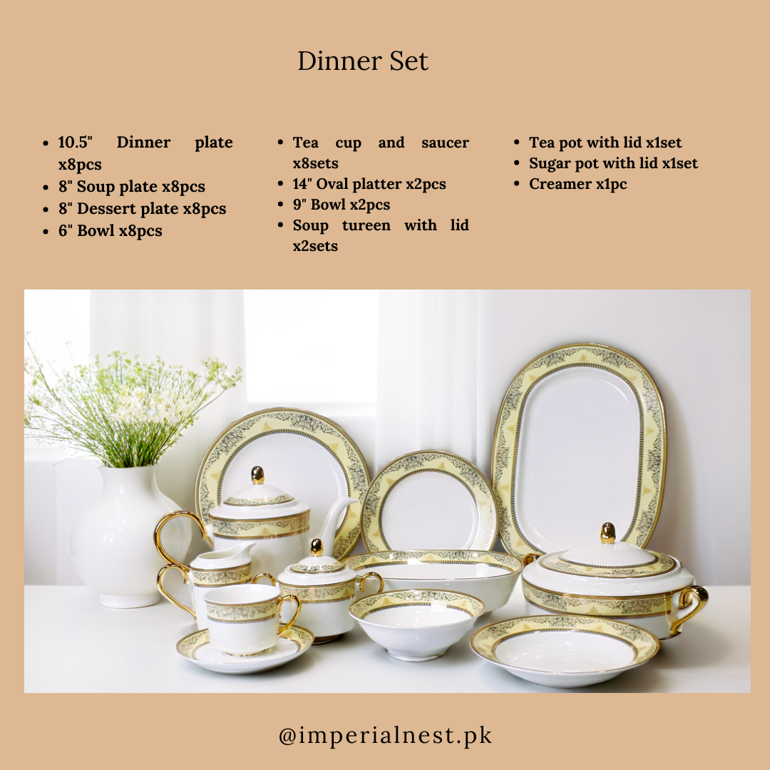 Luxury 61-Piece Bone China Dinner Set - Elegant Tableware for Special Occasions
