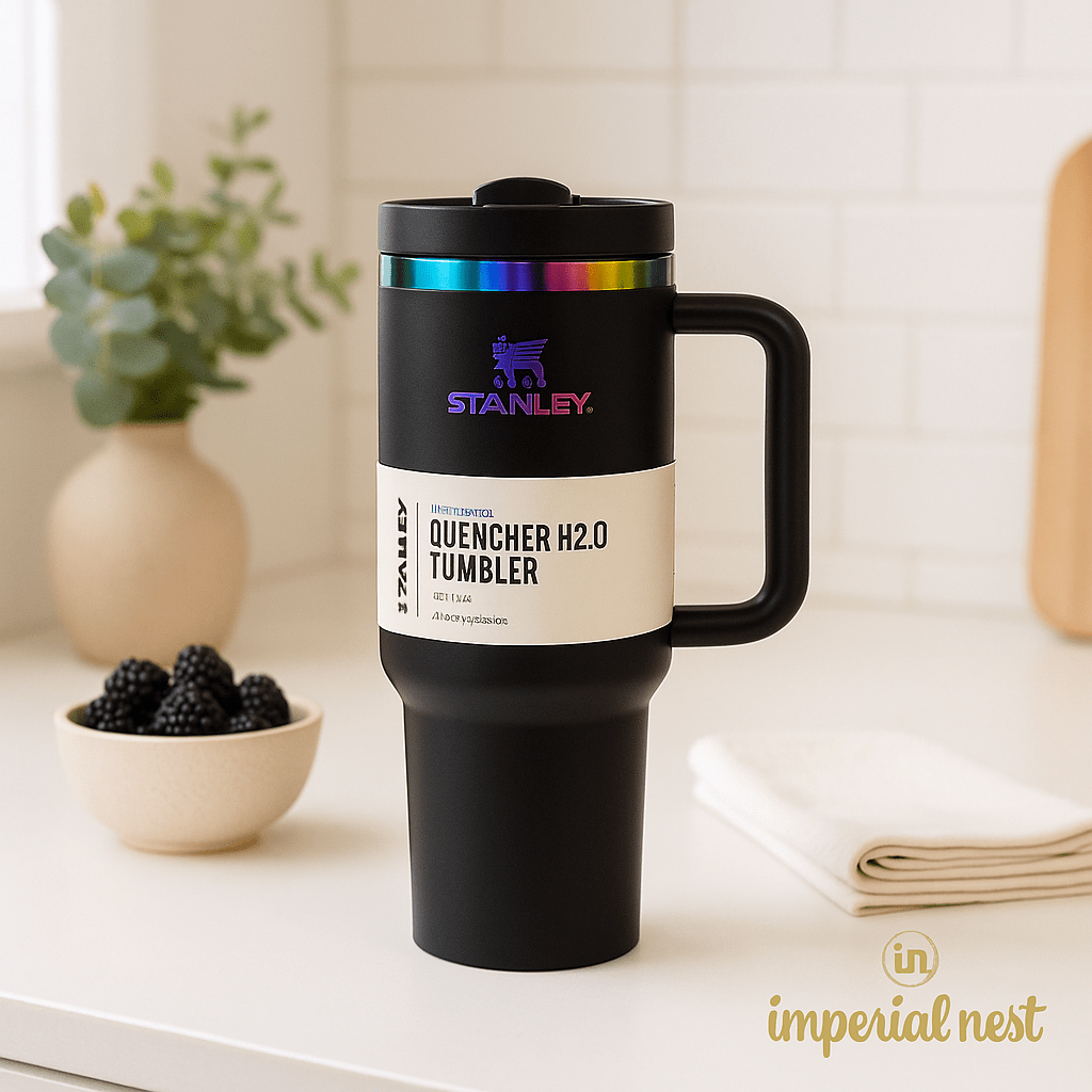 Cosmic Black 40oz Stainless Steel Stanley Tumbler | Hot & Cold Travel Mug – Imperial Nest