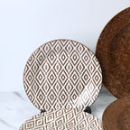 18-Piece Brown and White Ceramic Plates Set
