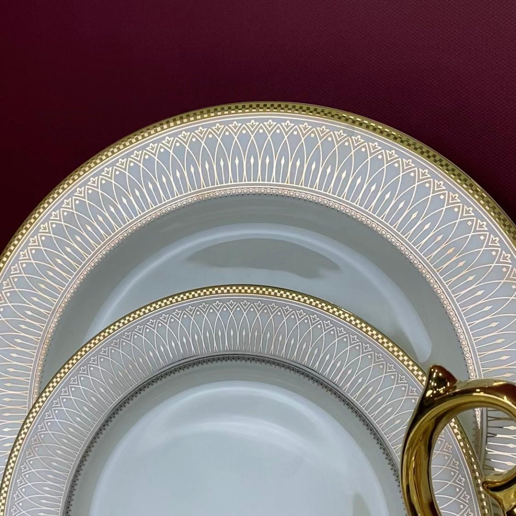 Luxury 61-Piece Bone China Dinner Set - Premium Gold-Trimmed Dinnerware