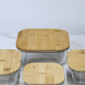 Square Glass Storage Containers with Airtight Bamboo Lids