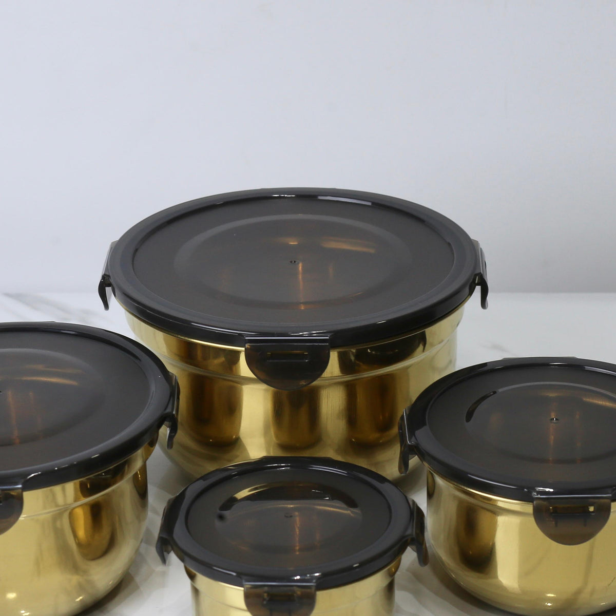 Premium Stainless Steel Food Storage Bowl Set with Airtight Lids - 4 Piece Set (10/13/15/18 CM)