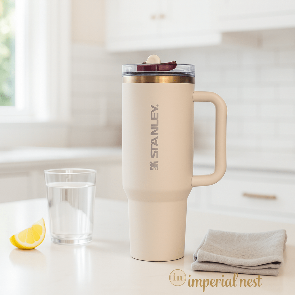 Ivory Cream 40oz Stainless Steel Stanley Tumbler | Hot & Cold Travel Mug – Imperial Nest