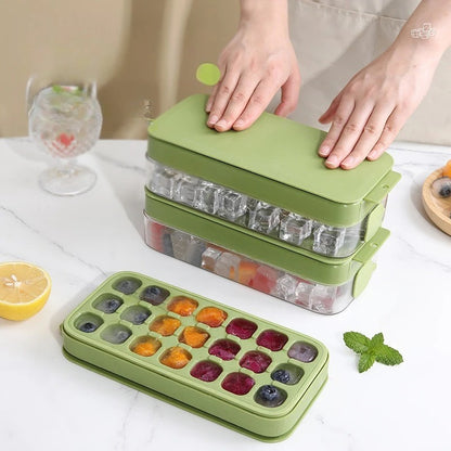 Household Water-filled Silicone Ice Box with Lid Homemade Ice Cube Mold 21 Compartments