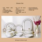 Luxurious 61-Piece Bone China Dinner Set – White & Gray Fine Tableware