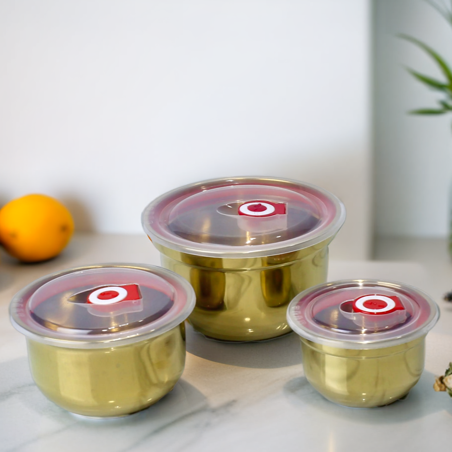 Premium Stainless Steel Food Storage Bowl Set with Airtight Lids - 4 Piece Set (10/13/15/18 CM)