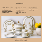 Luxurious 61-Piece White & Gold Bone China Dinner Set – Elegant Fine Tableware