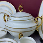 Luxurious 61-Piece White & Gold Bone China Dinner Set – Elegant Fine Tableware