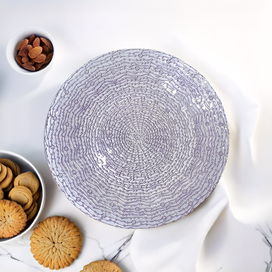 Decorative Modern Glass Charger Plate with Intricate Pattern - 13 inches