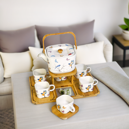 Vintage Bird and Butterfly Porcelain Coffee Set
