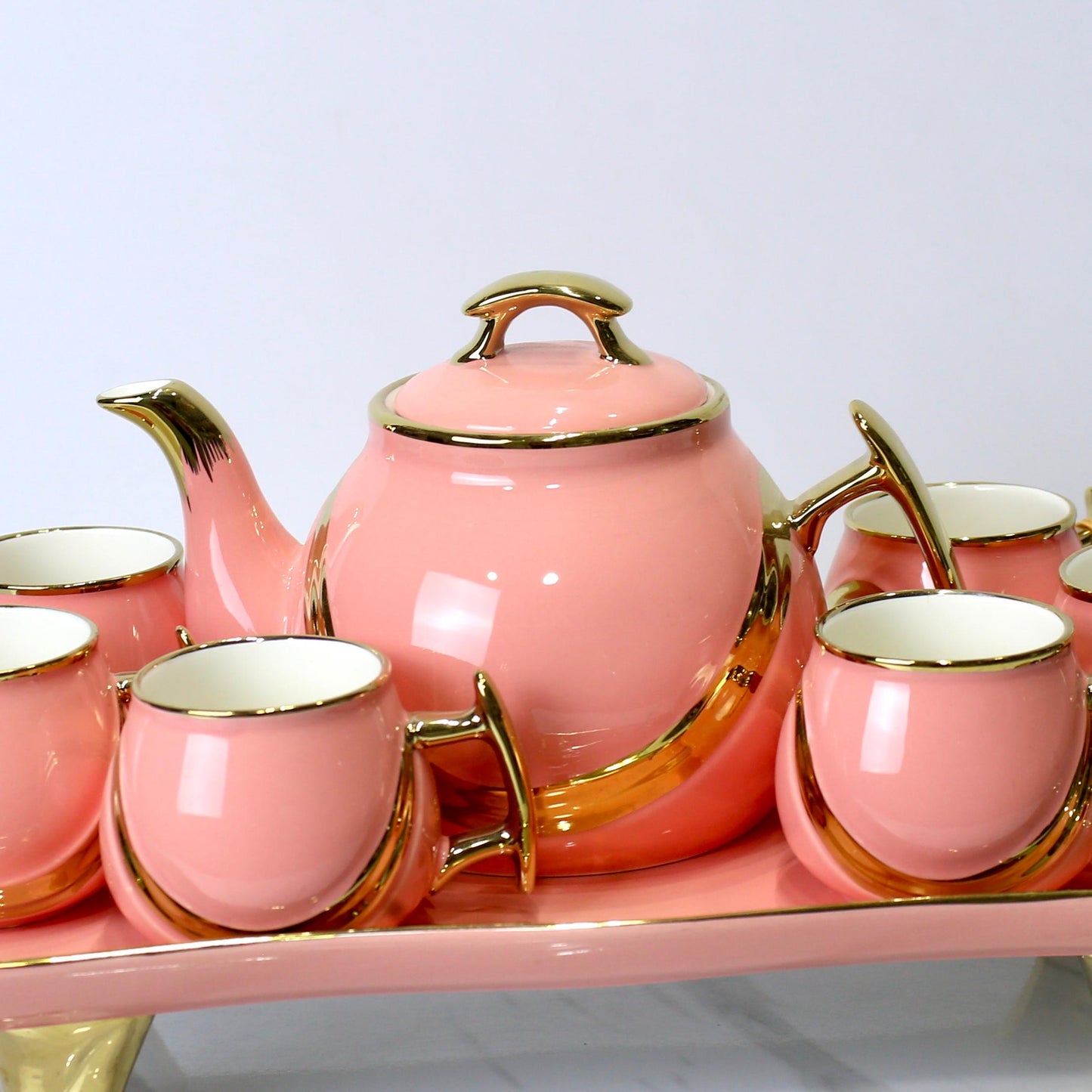 Elegant 9-Piece Porcelain Coffee Set with Gold Accents