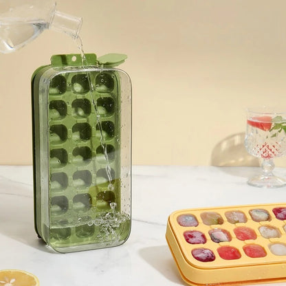 Household Water-filled Silicone Ice Box with Lid Homemade Ice Cube Mold 21 Compartments