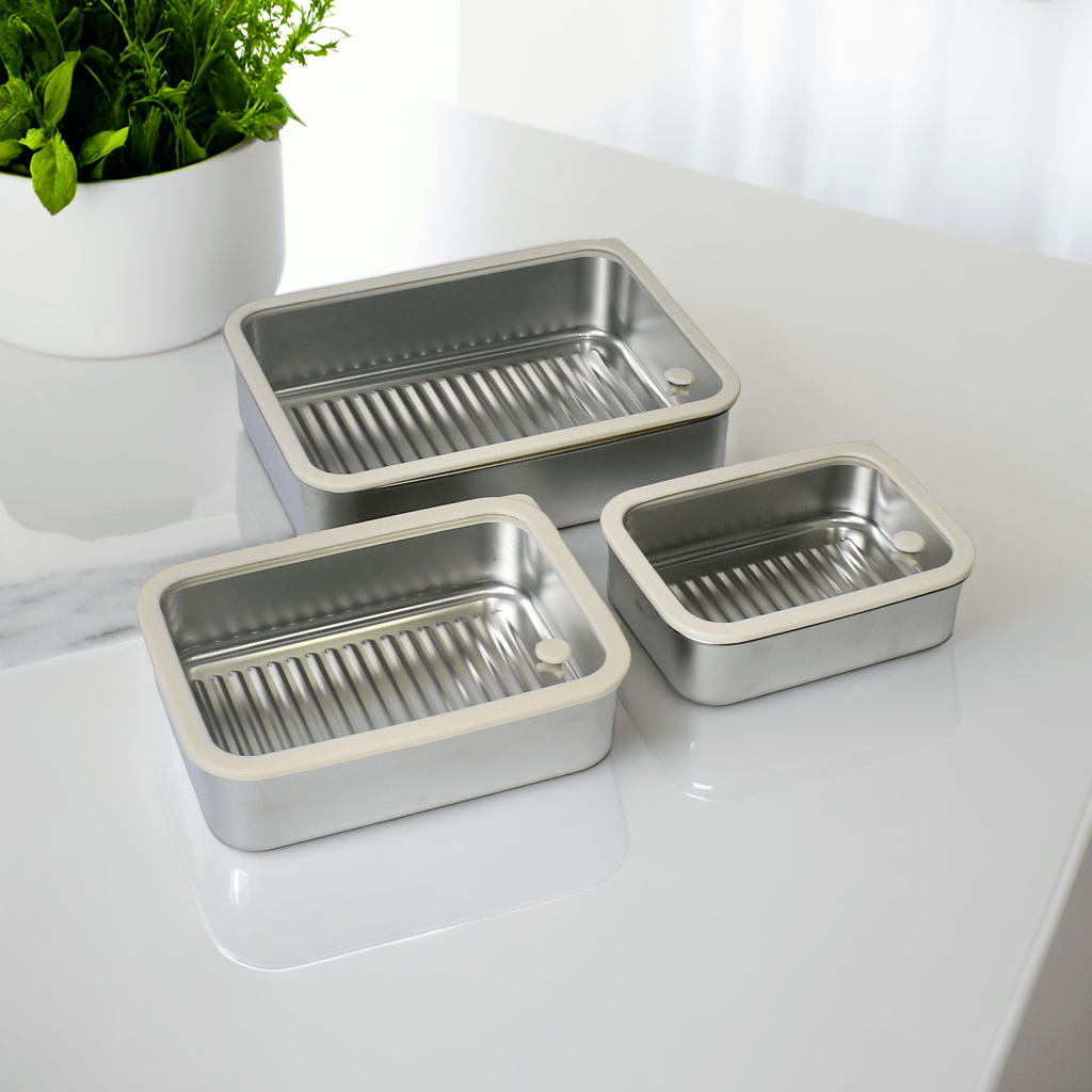 Stainless Steel 304 Storage Boxes with Tempered Glass Lids