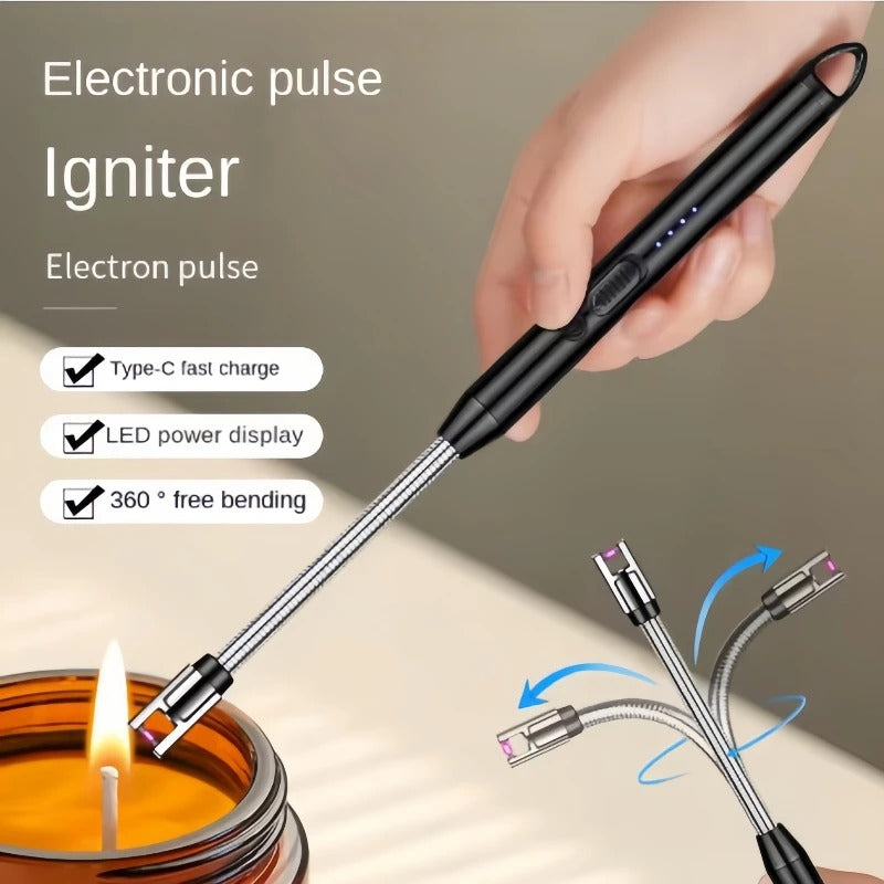 Type-C Rechargeable Electric Arc Lighter | Long Handle Kitchen Igniter for Gas Stove, Candle & BBQ