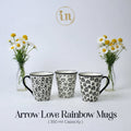 Set of 3 Black & White Ceramic Mugs – Heart & Pattern Designs | Imperial Nest