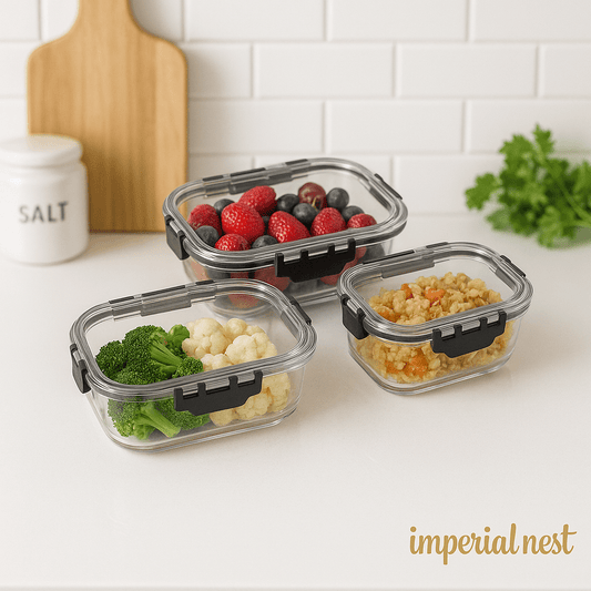 3pcs Rectangular Glass Storage Container Set | Leak-Proof & Airtight – Imperial Nest