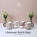 Set of 4 Cinnamon Sketch Ceramic Mugs – Modern Aesthetic Cups | Imperial Nest