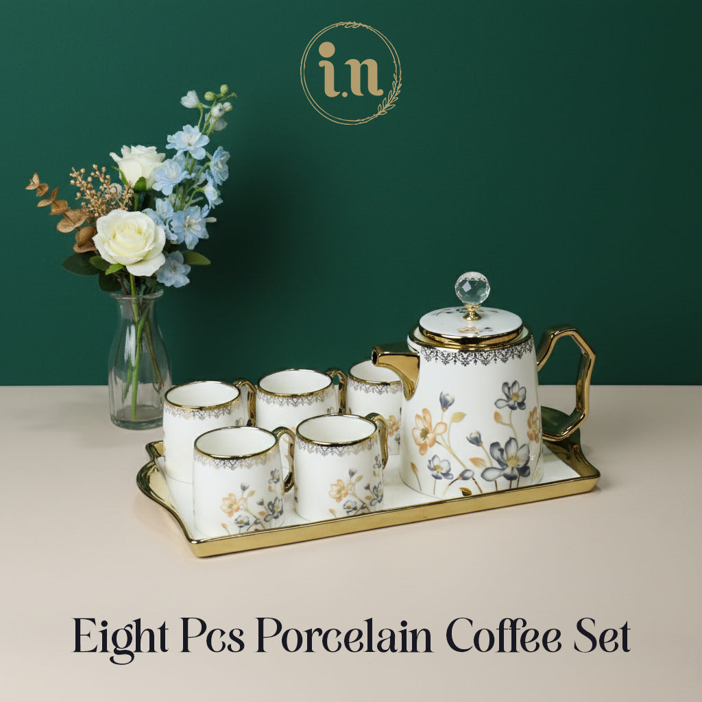 Gray Floral Elegant Coffee Set - 8 pcs set