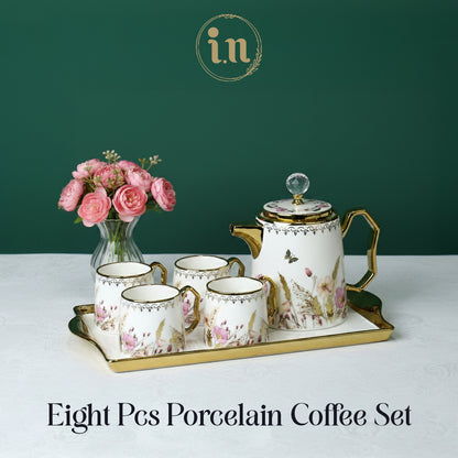 Pink Floral Elegant Coffee Set