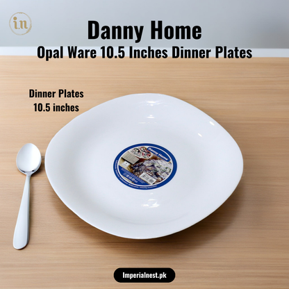 Danny Home Opal Ware Plate Set | Square Shape Marble Plates  | Microwave Safe | Dishwasher Safe